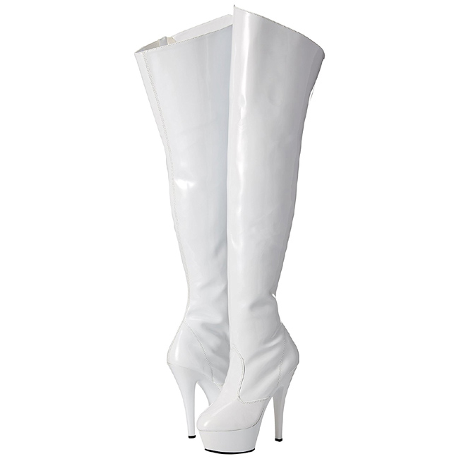 Pleaser KISS-3010 witte overknee plateau laarzen maat 39 - 40